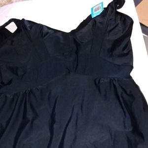 Swimsuits for All black skirted swim dress